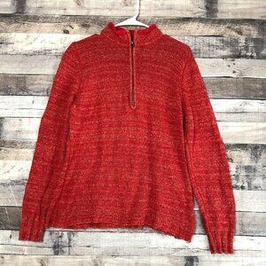 Vintage Woolrich 1/4 Zip Sweater Orange/Red Ramie Wool Blend Women's Large